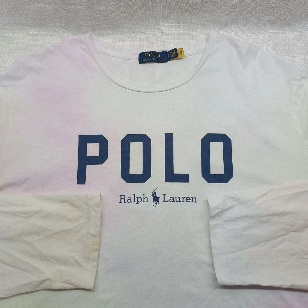 POLO Ralph Lauren Tie Dye Long Sleeve Tee Shirt Men's XL Yellow Blue Pink